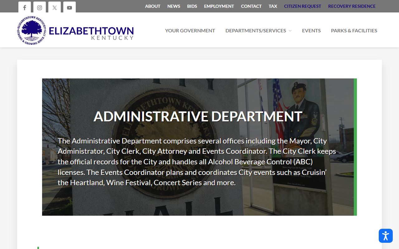 Elizabethtown Kentucky city hall and residents directory office