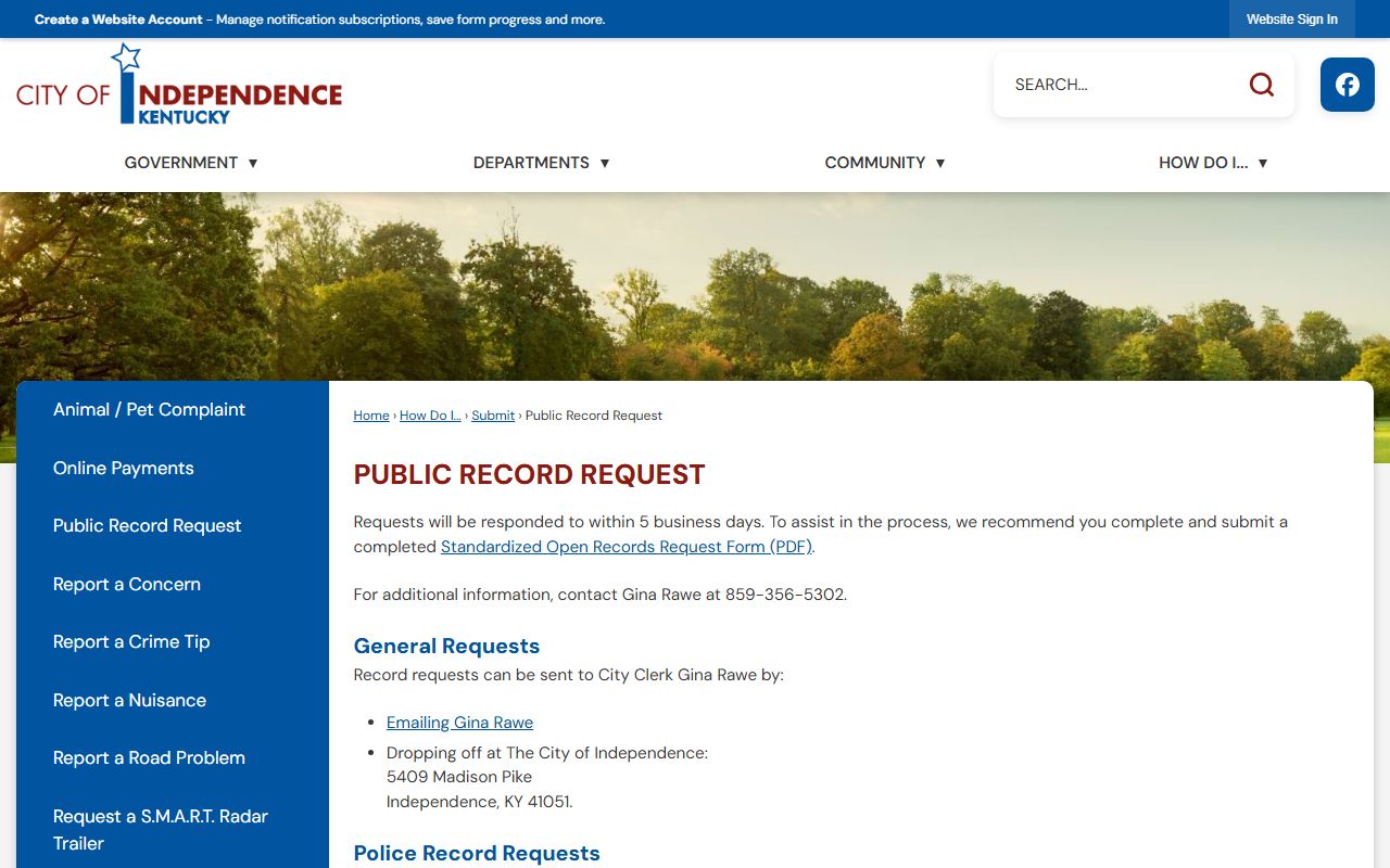 Kenton County government center serving Independence residents directory