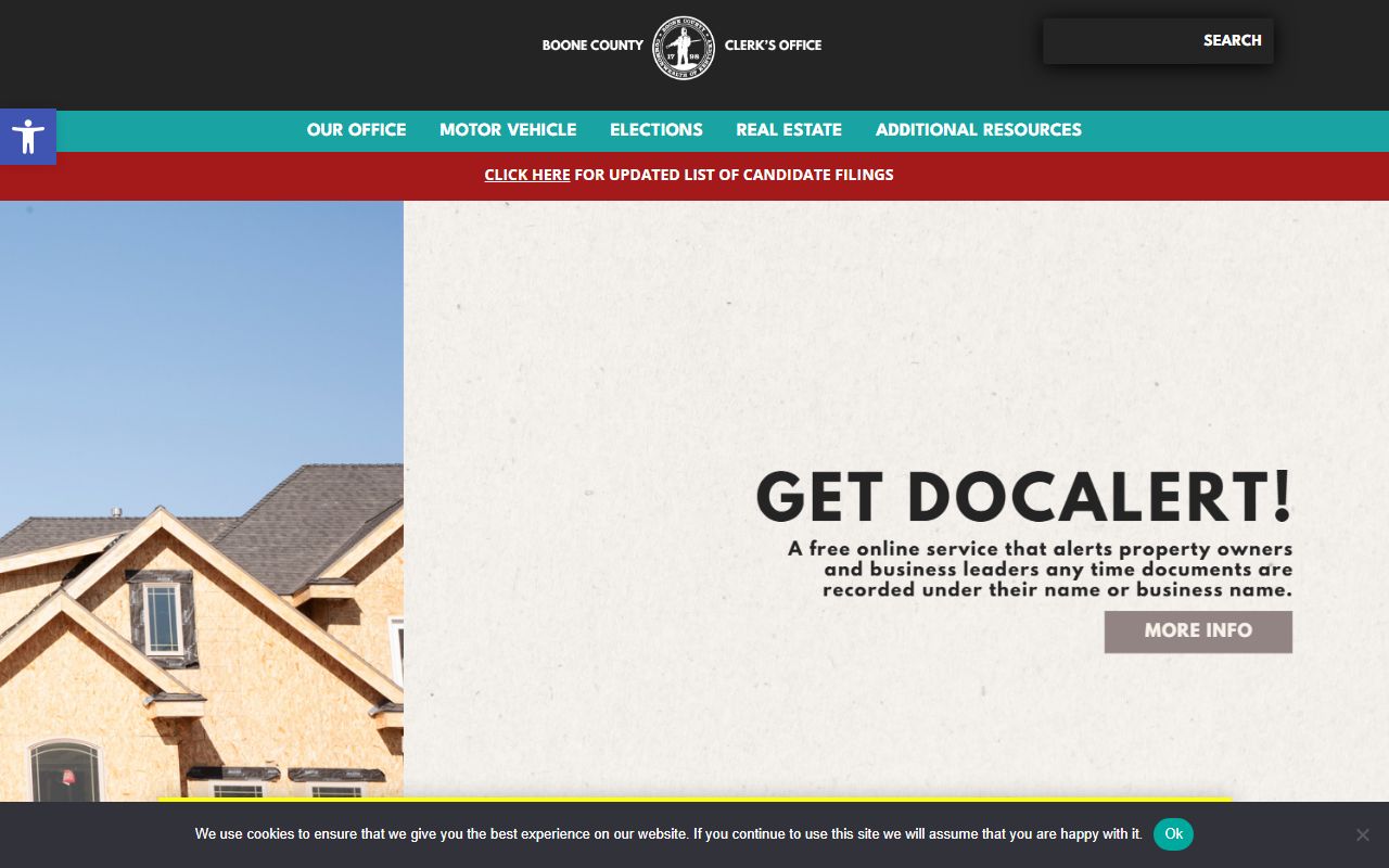 Boone County Clerk office homepage for residents directory records access