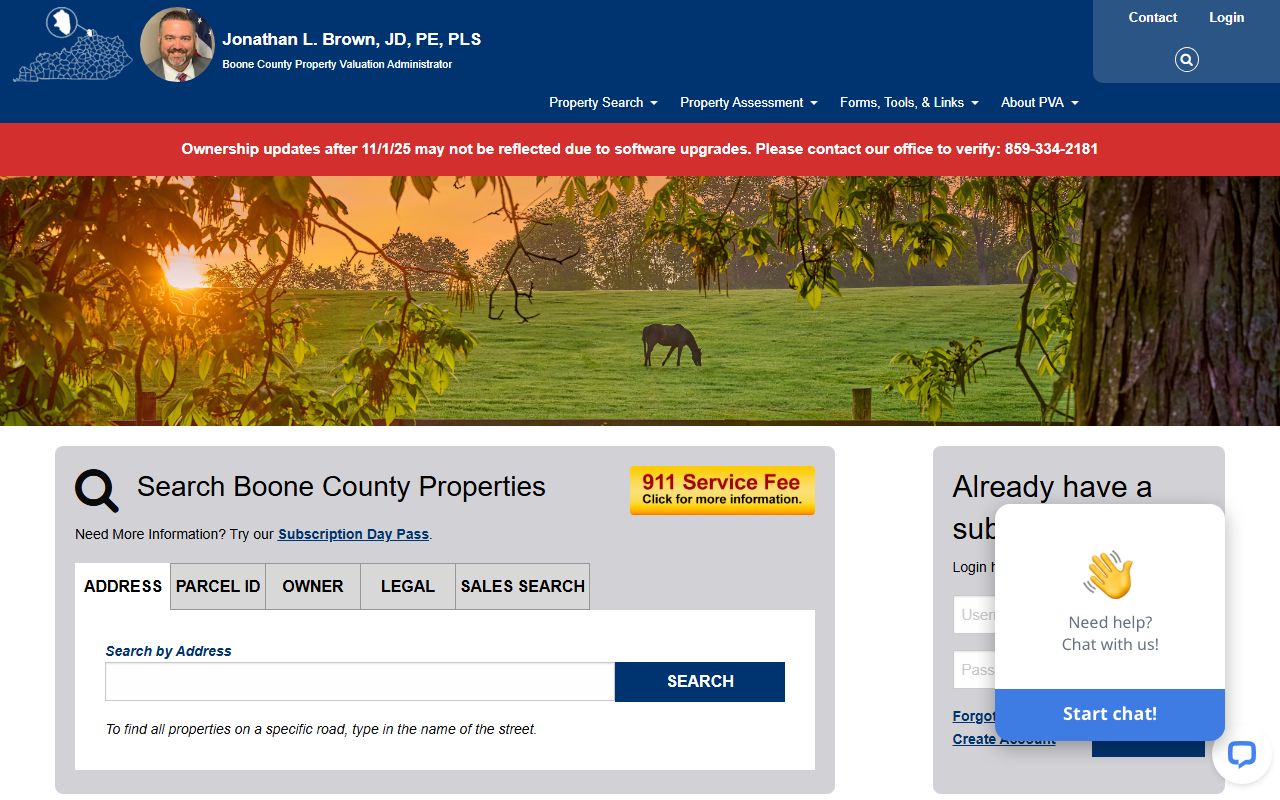 Boone County PVA property search portal for residents directory