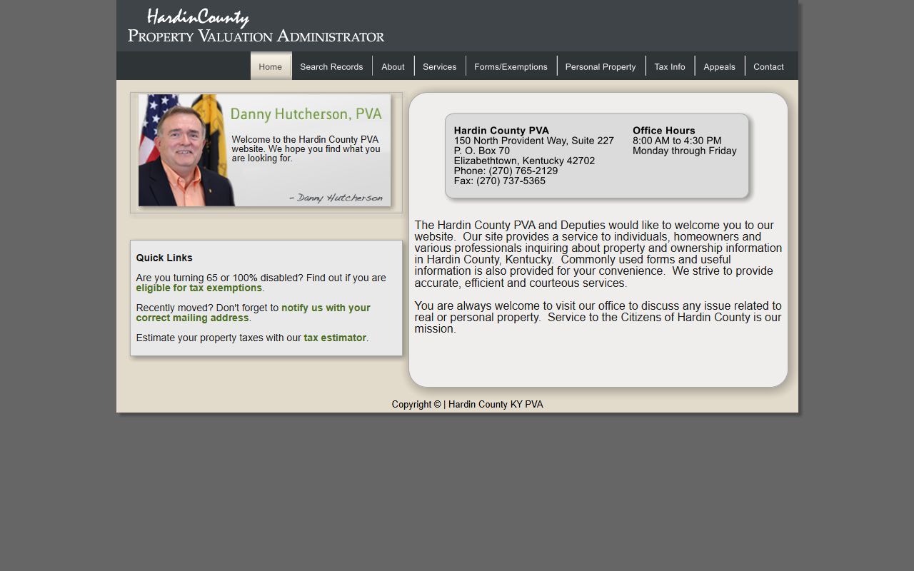 Hardin County Kentucky PVA property search portal