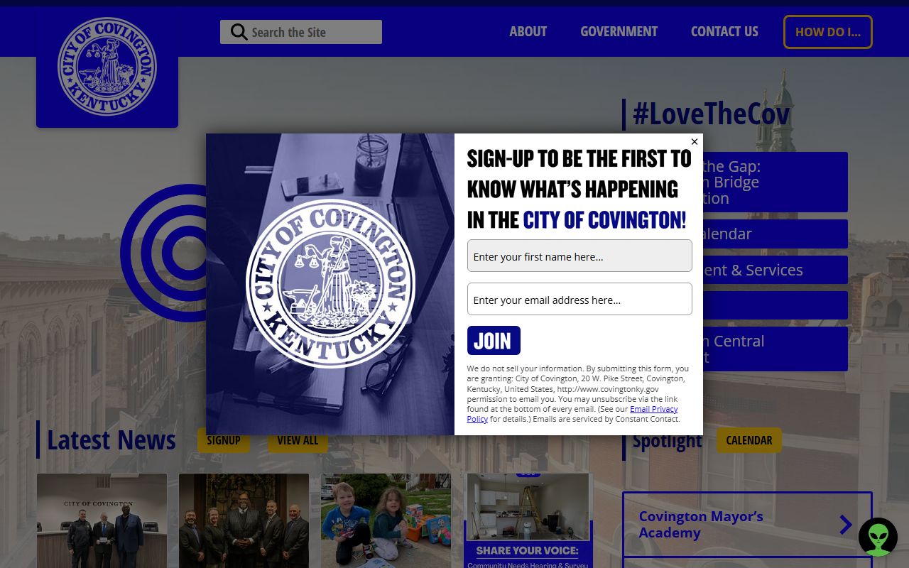 City of Covington building for Kenton County residents directory records