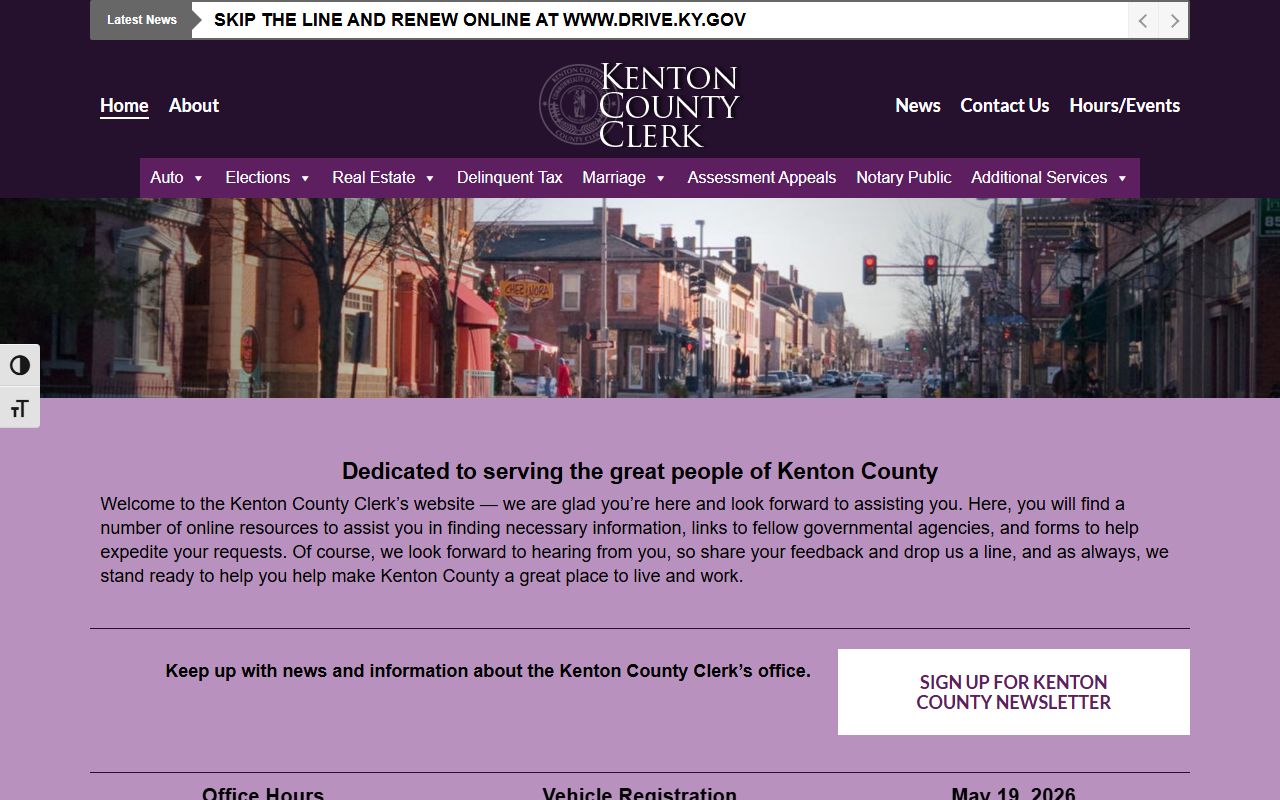 Kenton County Clerk office homepage for residents directory access